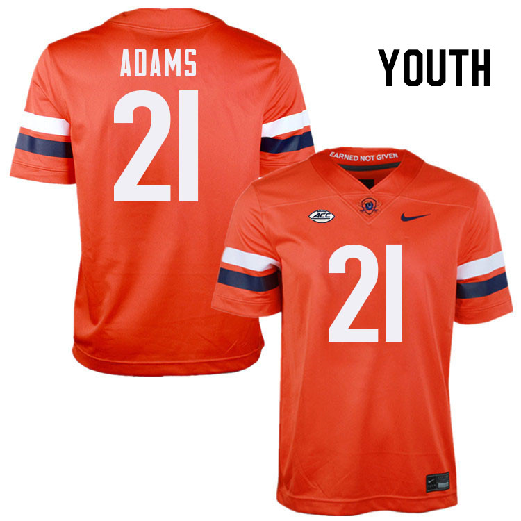 Youth Virginia Cavaliers #21 Keke Adams College Football Jerseys Stitched-Orange